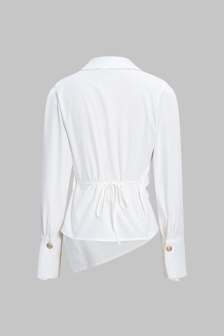 Halenka s dlouhým rukávem, asymetrickým zadním dílem a výstřihem do V