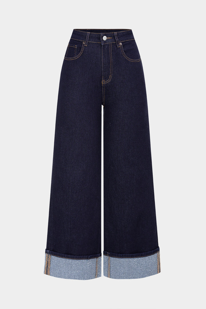 Džíny Rectos s Zipem a Detaily z Kamínků