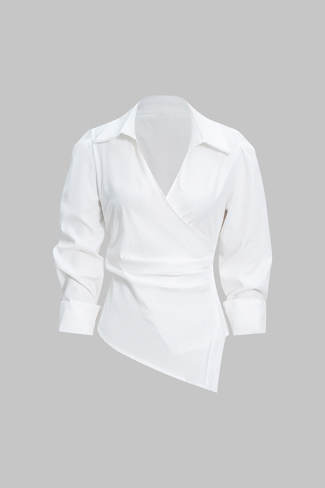 Halenka s dlouhým rukávem, asymetrickým zadním dílem a výstřihem do V