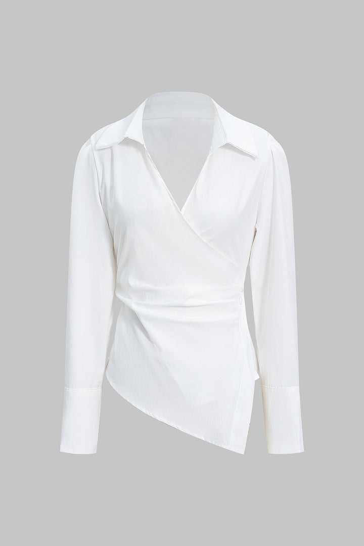 Halenka s dlouhým rukávem, asymetrickým zadním dílem a výstřihem do V